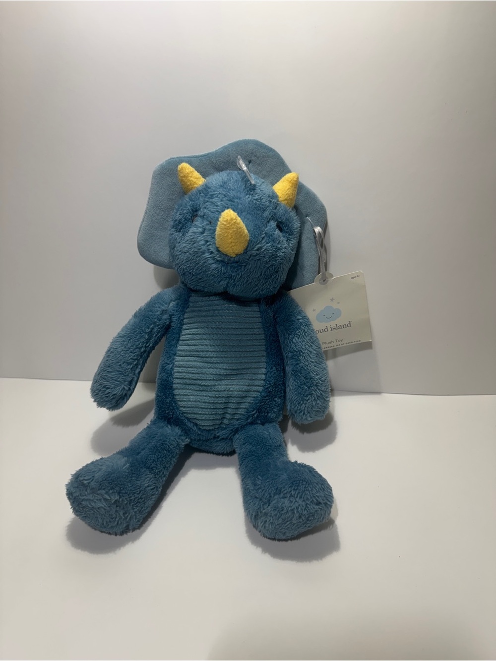 New With Tags OEKO-Tex Cloud Island Blue Triceratops Plush Toy Soft Animal
